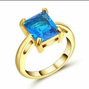 10k yellow Gold Filled Aquamarine Engagement Ring